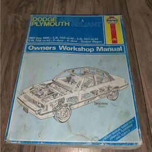 Dodge Aries & Plymouth Reliant Haynes Automotive Repair Manual 1981 thru 1986.
